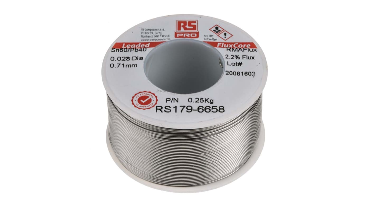 RS PRO Wire, 0.7mm Lead solder, 183°C Melting Point