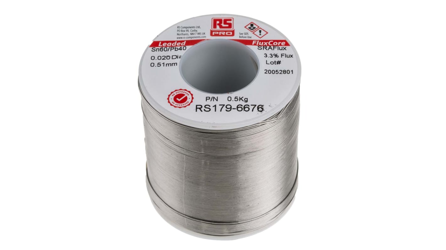 RS PRO Wire, 0.5mm Lead solder, 183°C Melting Point