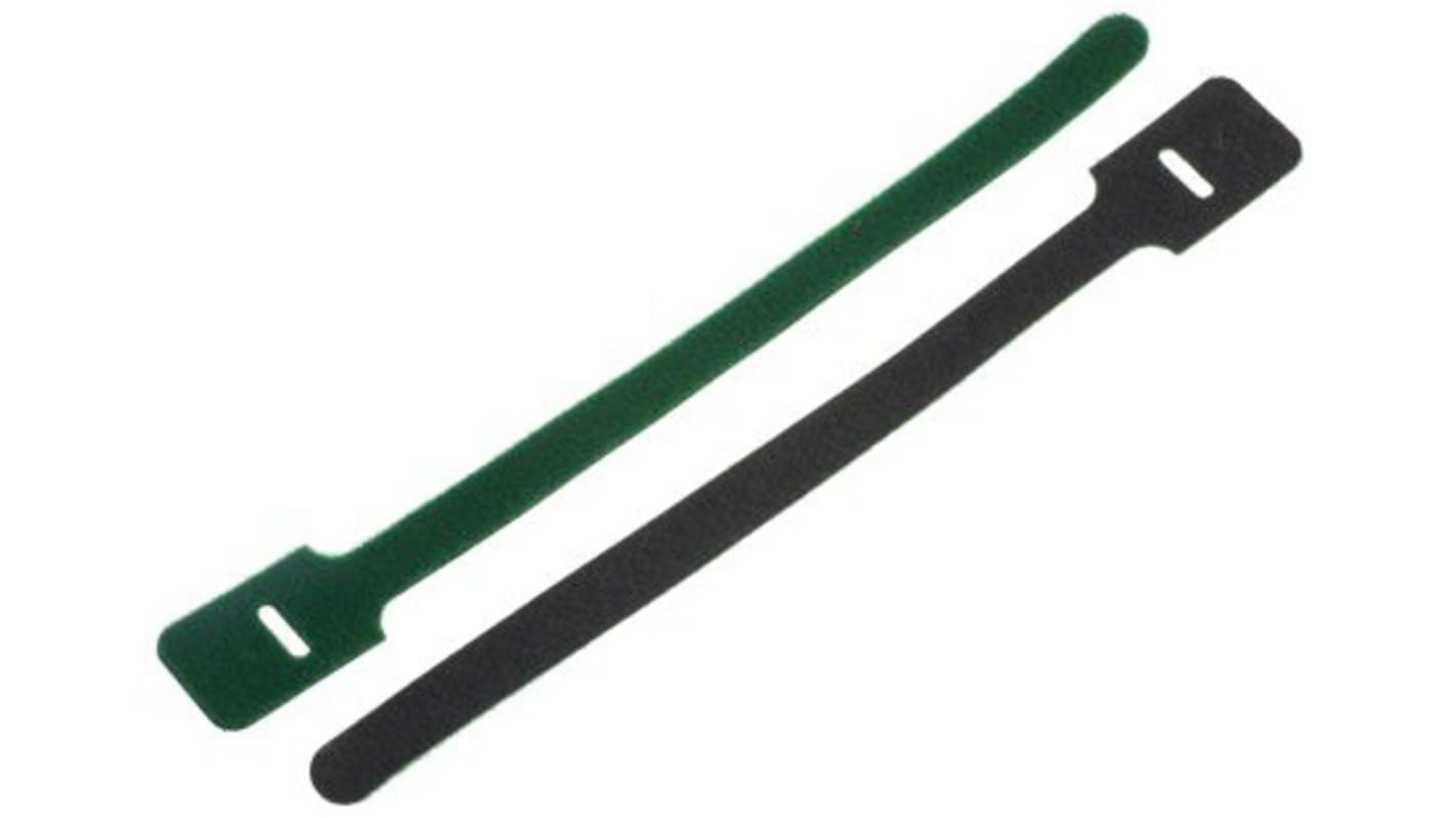 RS PRO Cable Tie, Hook and Loop, 225mm x 25 mm, Green Nylon