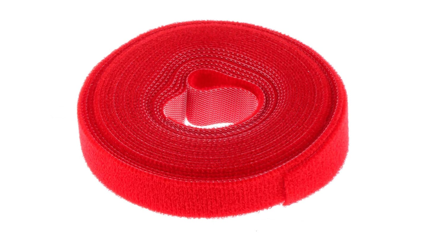 RS PRO Cable Tie, Hook and Loop, 5m x 16 mm, Red Nylon