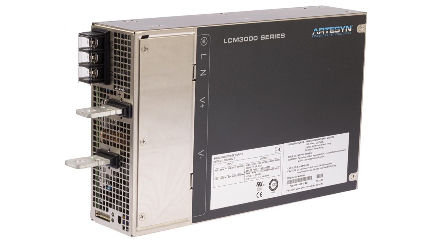 Artesyn Embedded Technologies Switching Power Supply, LCM3000Q-T, 24V dc, 125A, 3kW, 1 Output, 90 → 264V ac