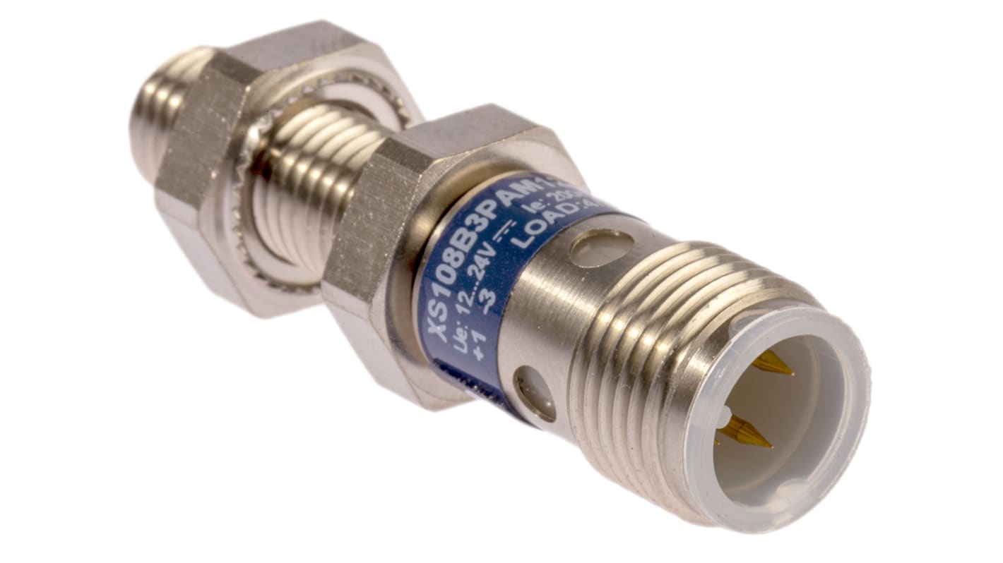 Sensore di prossimità Cilindrico Telemecanique Sensors, PNP, M8 x 1, rilevamento 2,5 mm, 12 → 24 V c.c.