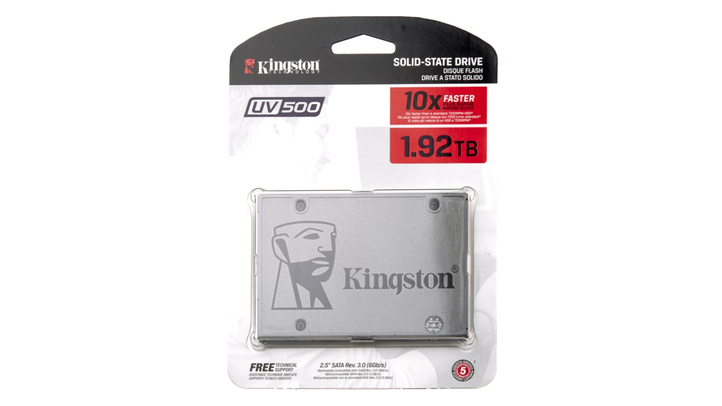 Kingston SUV500, 2,5 Zoll Intern Halbleiter-Festplatte SATA 2.0, SATA III Industrieausführung, TLC, 1,9 TB, SSD, AES