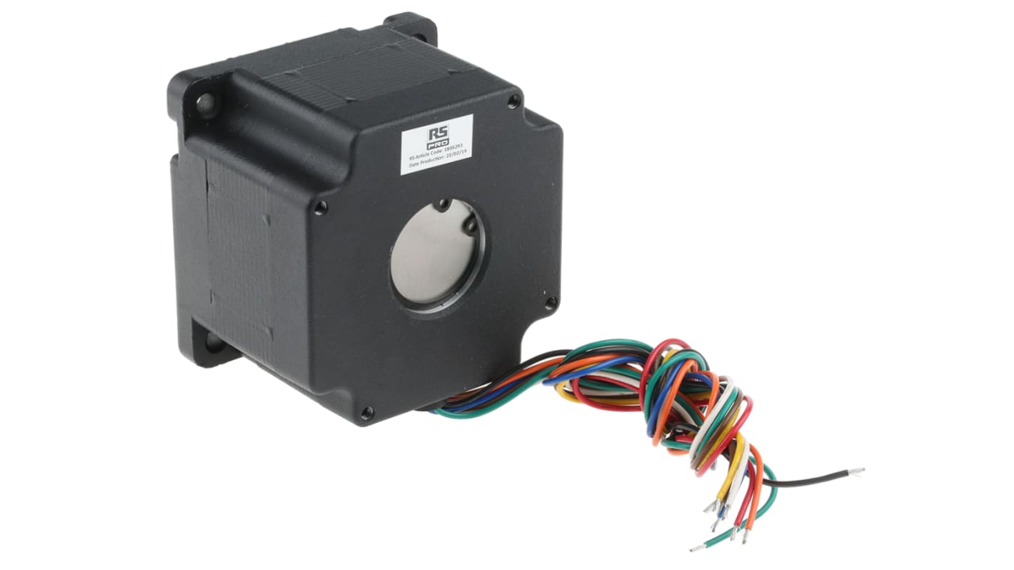 RS PRO Hybrid Stepper Motor, 2.6 (Unipolar) nm, 3.4 (Parallel) nm, 3.4 (Series) nm Torque, 1.65 V, 2.39 V, 3.42 V,