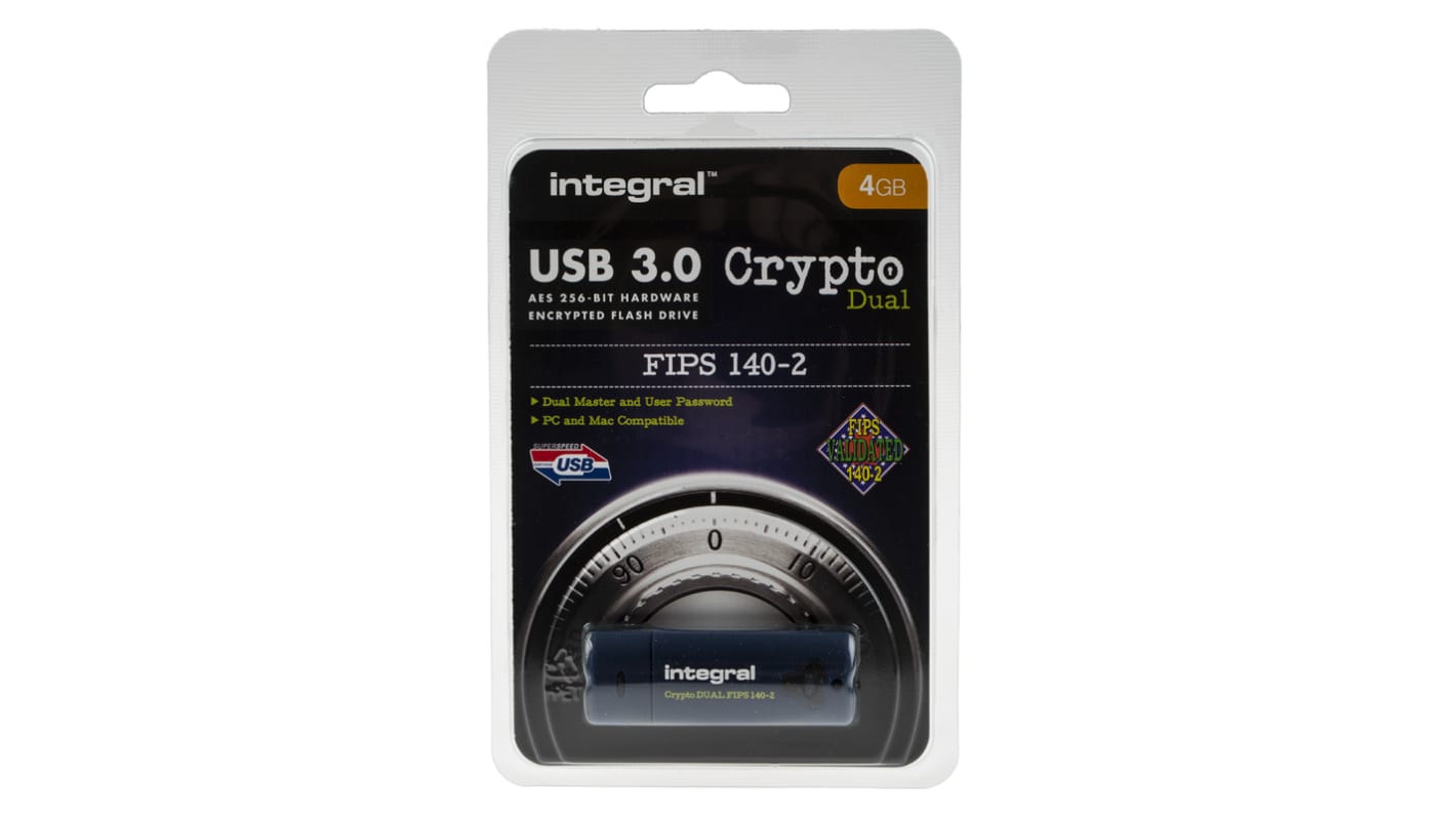 Integral Memory Crypto Dual 4 GB USB 3.0 USB Flash Drive