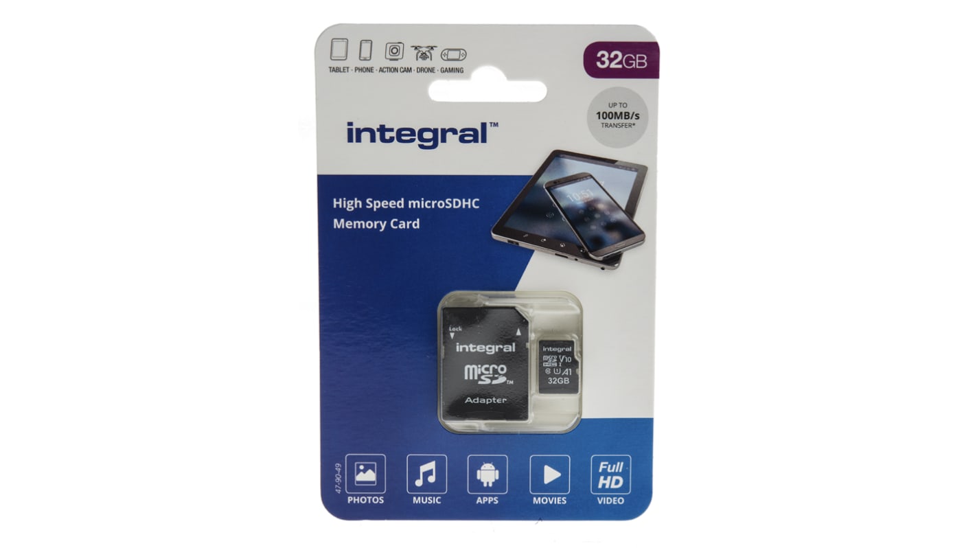 INMSDH32G100V10 Integral Memory 32 GB MicroSDXC Micro SD Card, Class