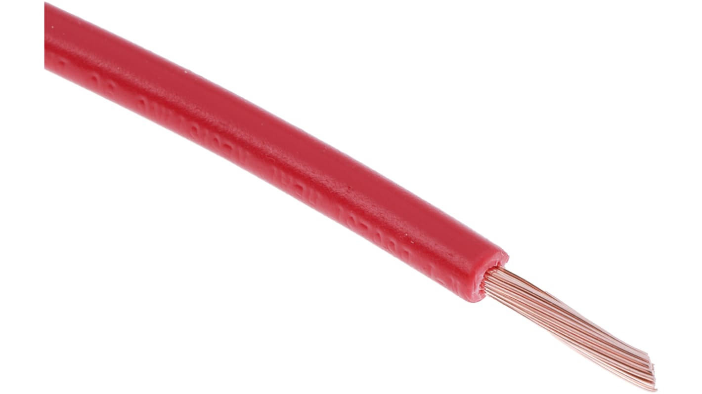 Cable de conexión RS PRO, área transversal 1 mm² Filamentos del Núcleo 32/0.2 mm Rojo, 1 kV dc, 600 V ac, long. 100m