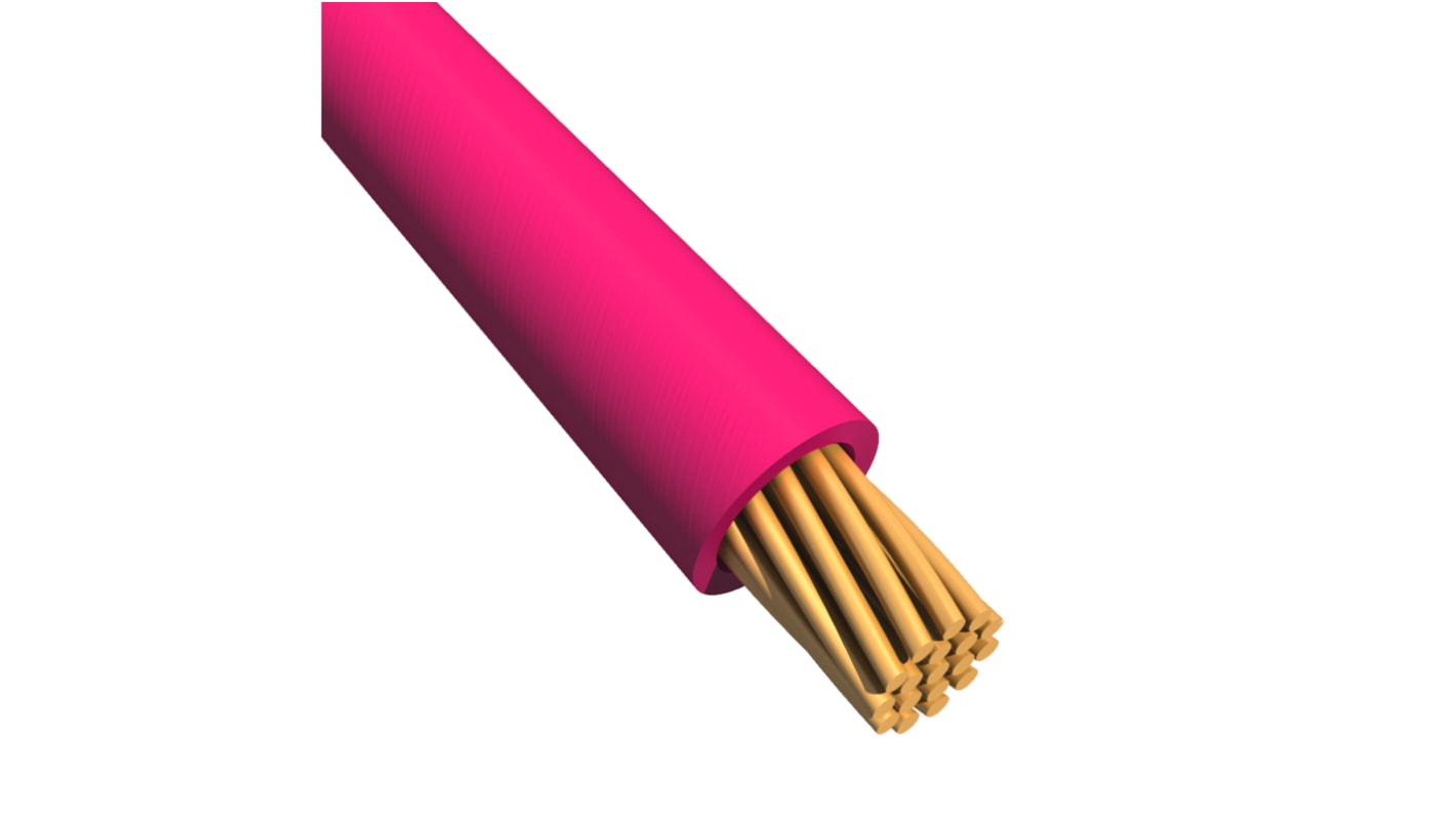 RS PRO Einzeladerleitung 1 mm² 100m Rosa Ø 3mm 32 / 0,2 mm Litzen UL1015