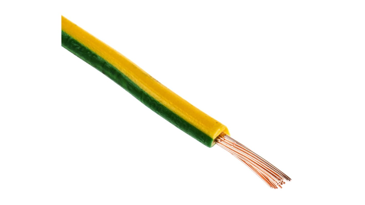 Fils de câblage RS PRO UL1015, 1.5mm², Vert/Jaune, 16AWG, 100m, 1 kV c.c., 600 V c.a.