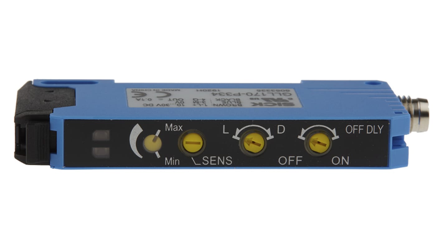 Sick PNP LWL-Sensor 0 → 800 mm (Durchgangsstrahl), 0 bis 190 mm (Näherung) 4-poliger M8-Stecker 2 kHz M8-Stecker