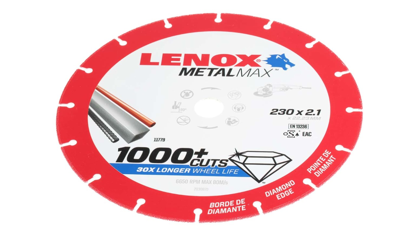 Disco de corte Medio de Óxido de Aluminio Lenox, P60, Ø 230mm x 2.1mm, RPM máx. 6650rpm