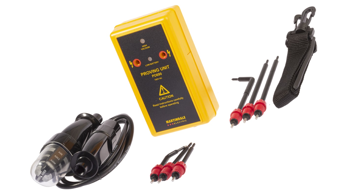 John Drummond Voltage Indicator & Proving Unit Kit 3.5mA 700V ac, Kit Contents 1 Long Angled Prod, 1 L-Shaped Prod and