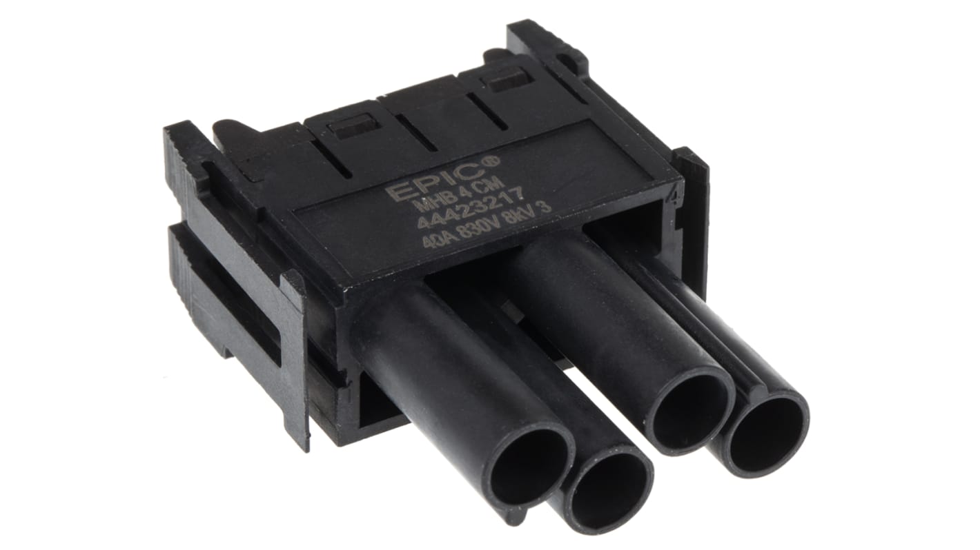 Power Module, Hun, 4-Polet 10mm², 4P, 2-Rækker 1.5mm², 830 V, 40A, EPIC, Anvendelse: Connectors