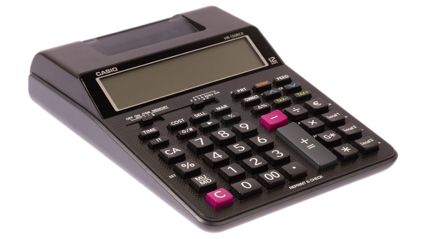 Calculatrice Imprimante Casio HR150RCE, piles et solaire