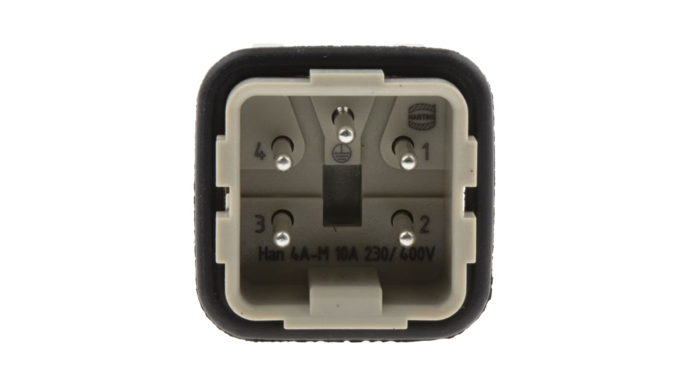 HARTING Han A Industrie-Steckverbinder Kontakteinsatz, 4-polig 10A Stecker, Schrauben