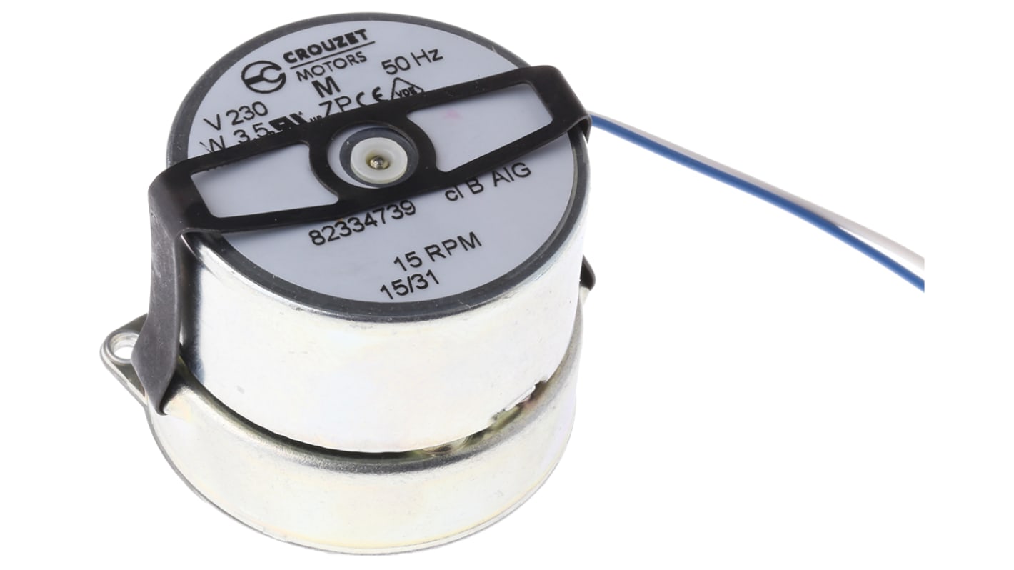 Crouzet, Med uret synkrongearet AC gearmotor, 3 W, 0,5 Nm, 230 V