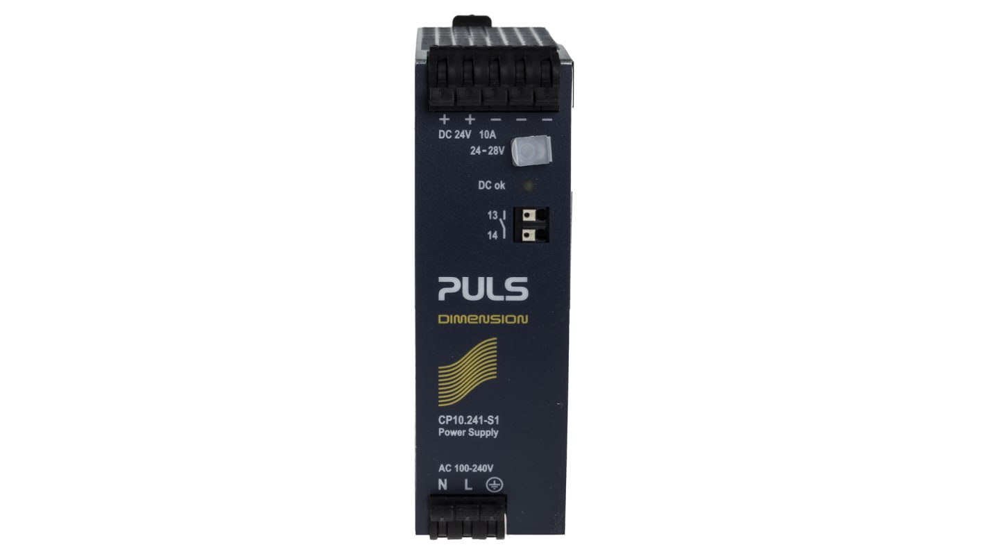 PULS CP DIN Rail Power Supply, 100 → 240V ac ac Input, 24V dc dc Output, 10A Output, 240W