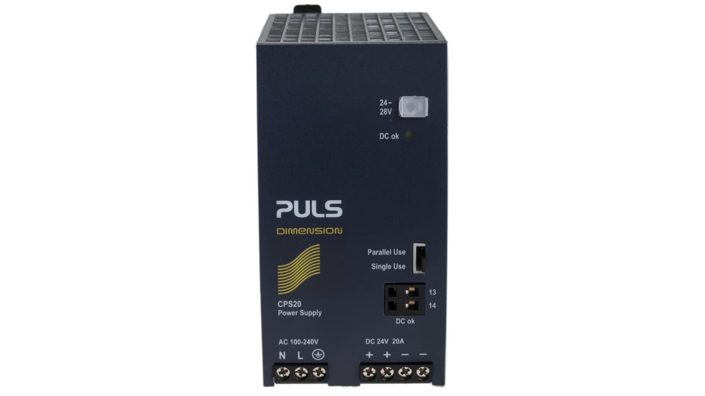 PULS C Breit DIN-Schienen Netzteil 480W, 100 → 240V ac, 24V dc / 20A