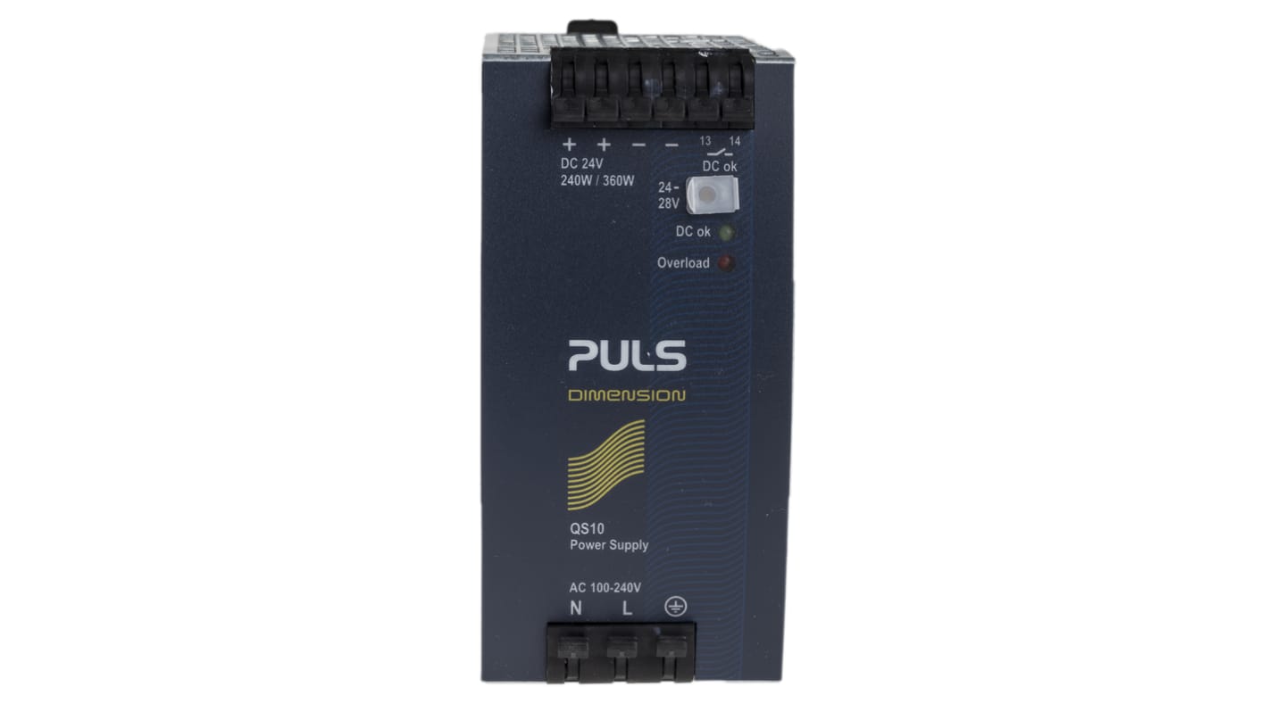 PULS Q DIN Rail Power Supply, 100 → 240V ac ac, dc Input, 24V dc dc Output, 10A Output, 240W