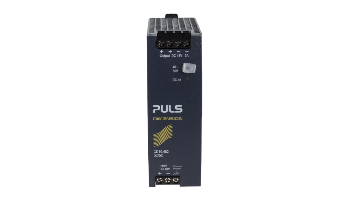 Convertisseur DC-DC PULS, CD, Montage rail DIN, 240W, 1 sortie, 48V c.c., 5A