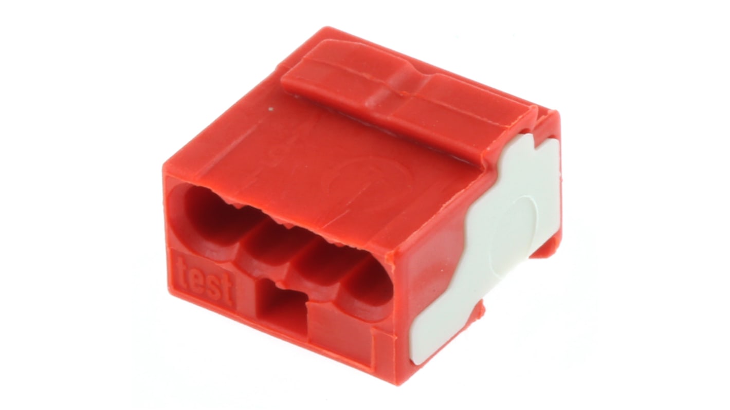 Wago 243 MICRO PUSH WIRE Series Junction Box Connector, 4-Way, 6A, 22 → 20 AWG Wire, Push In Termination