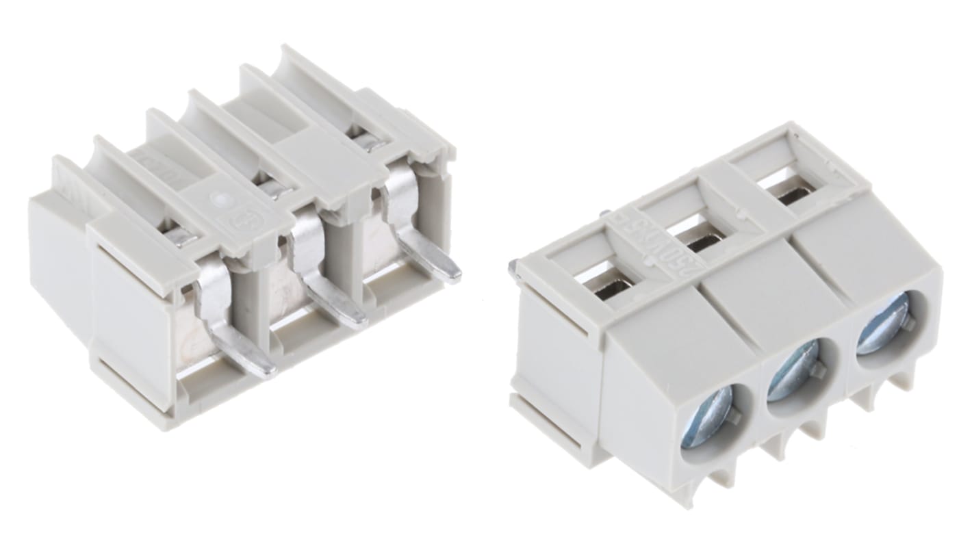 Wieland 8292 Series PCB Terminal Block, 3-Contact, 5.08mm Pitch, Through Hole Mount, 1-Row, Screw Termination