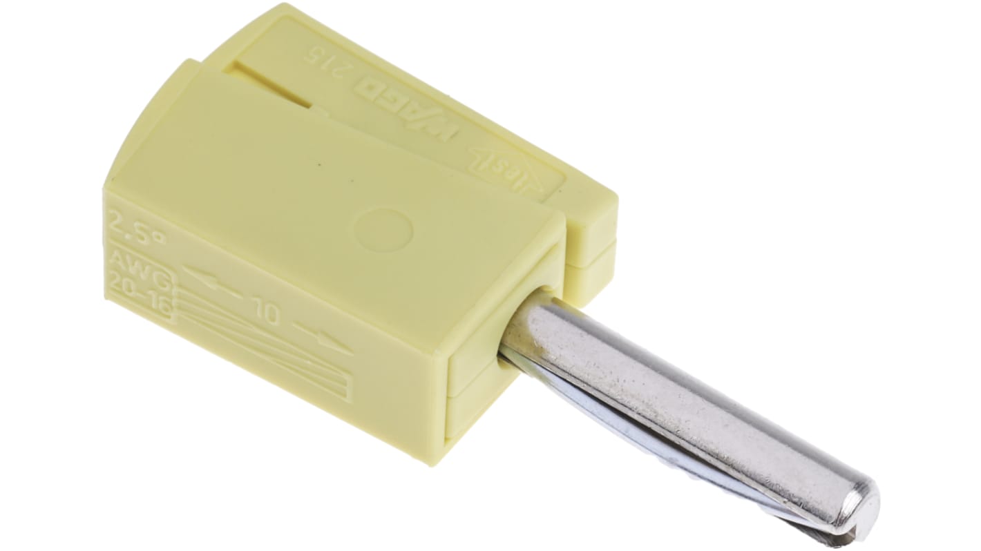 Fiche banane 4 mm Wago Jaune Mâle 20A 42V