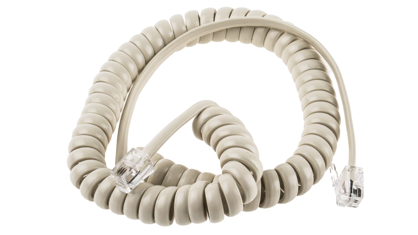 RS PRO Male RJ9 to Male RJ9 Telephone Extension Cable, Cream Sheath