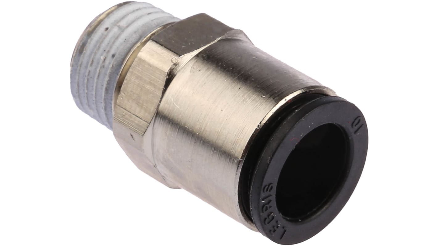 Legris LF3000 Series Straight Threaded Adaptor, R 1/4 Male to Push In 10 mm, Threaded-to-Tube Connection Style