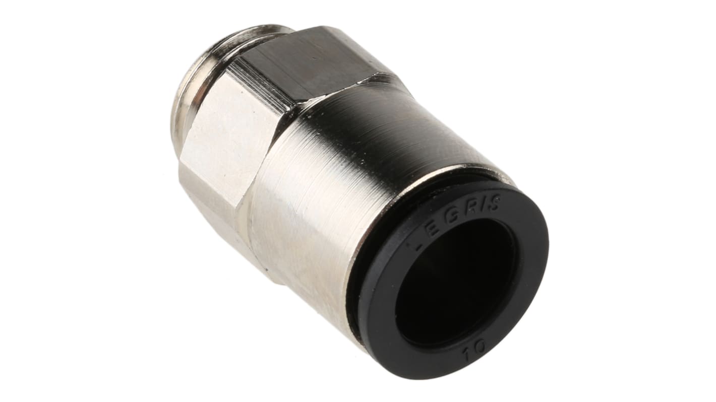 Legris LF3000 Series Straight Threaded Adaptor, G 1/4 Male to Push In 10 mm, Threaded-to-Tube Connection Style