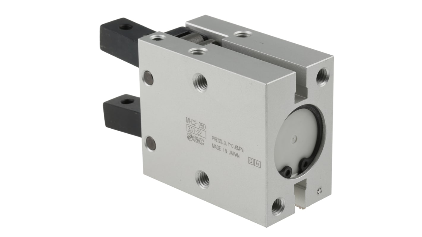 Pinza pneumatica, SMC MHC2-25D, serie MHC2, 2 dita, Doppio effetto, 0,6 MPa max, attacco M5 x 0.8, presa Ad angolo