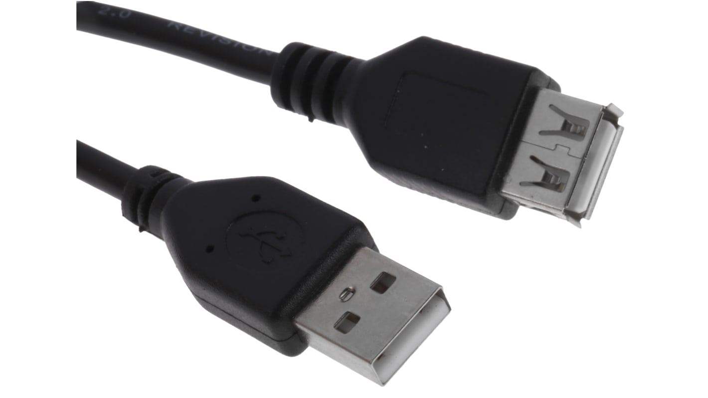 RS PRO USB 2.0 Cable, Male USB A to Female USB A Cable, 5m RS