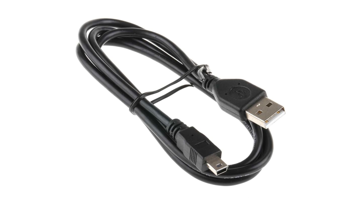 RS PRO USB 2.0 Cable, Male USB A to Male Mini USB B Cable, 1m RS