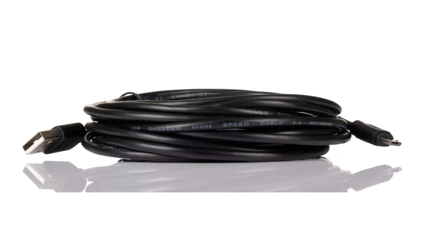 Cable USB 2.0 RS PRO, con A. USB A Macho, con B. Micro USB B Macho, long. 5m, color Negro