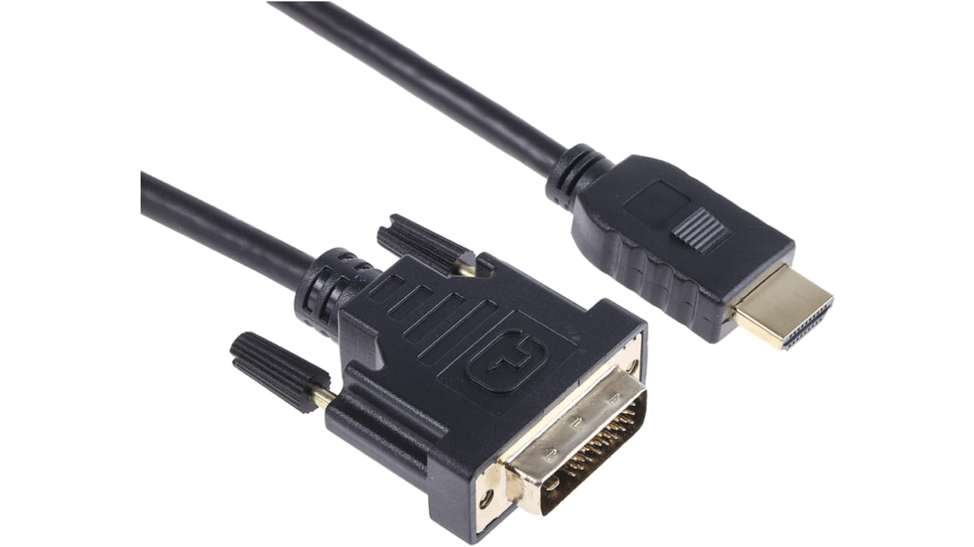 RS PRO HDMI-Kabel A HDMI Stecker B DVI-D Dual Link Stecker 1920x1200 max., 3m, Schwarz