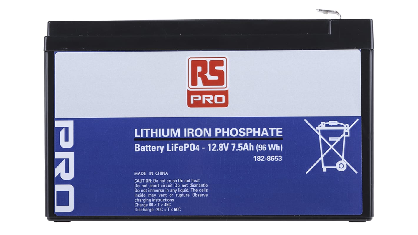 RS PRO Akkumulátor csomag RS PRO 12.8V Lítium-vas-foszfát, 7.5Ah