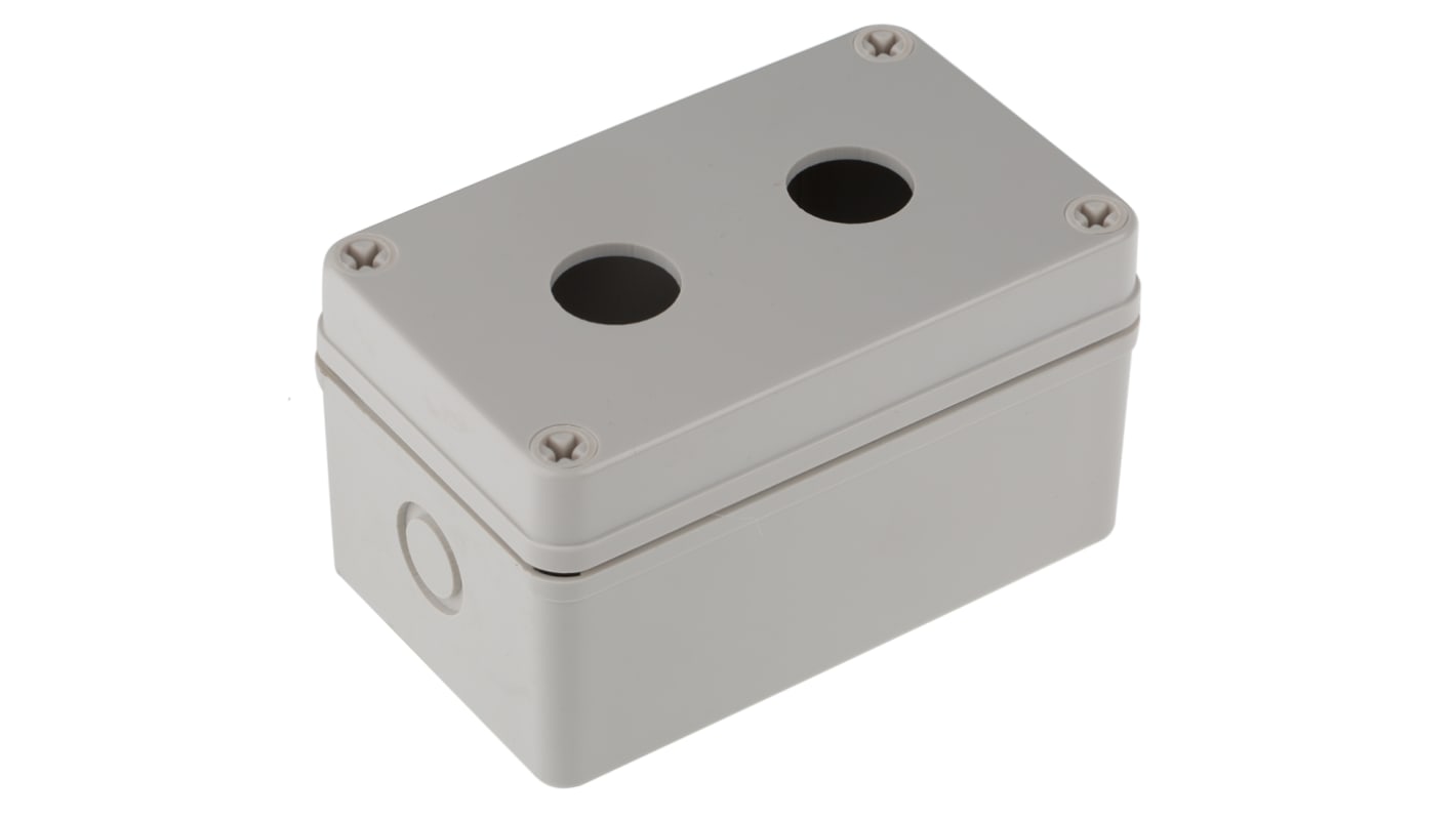 RS PRO Grey Plastic Push Button Enclosure - 2 Hole 22mm Diameter