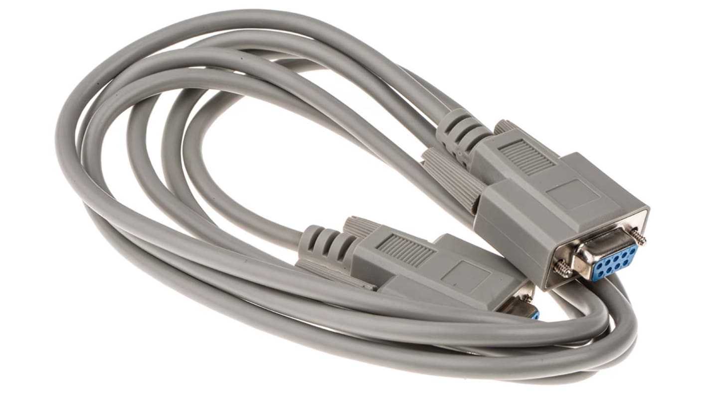 Cable serie RS PRO, long. 2m, color Gris, con. A: Sub-D de 9 contactos Hembra, con. B: Sub-D de 9 contactos Hembra