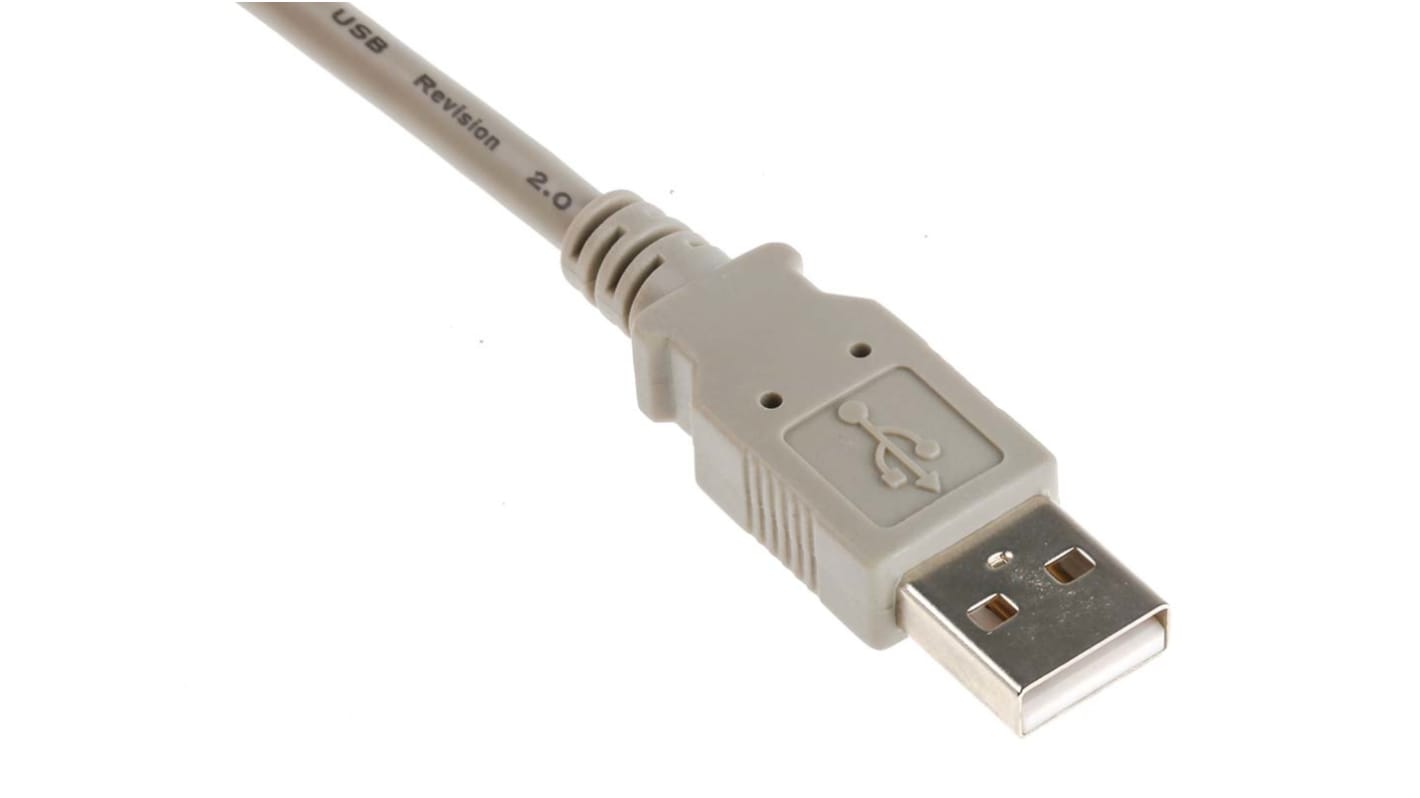 Cable USB 2.0 RS PRO, con A. USB A Macho, con B. USB A Macho, long. 3m, color Gris