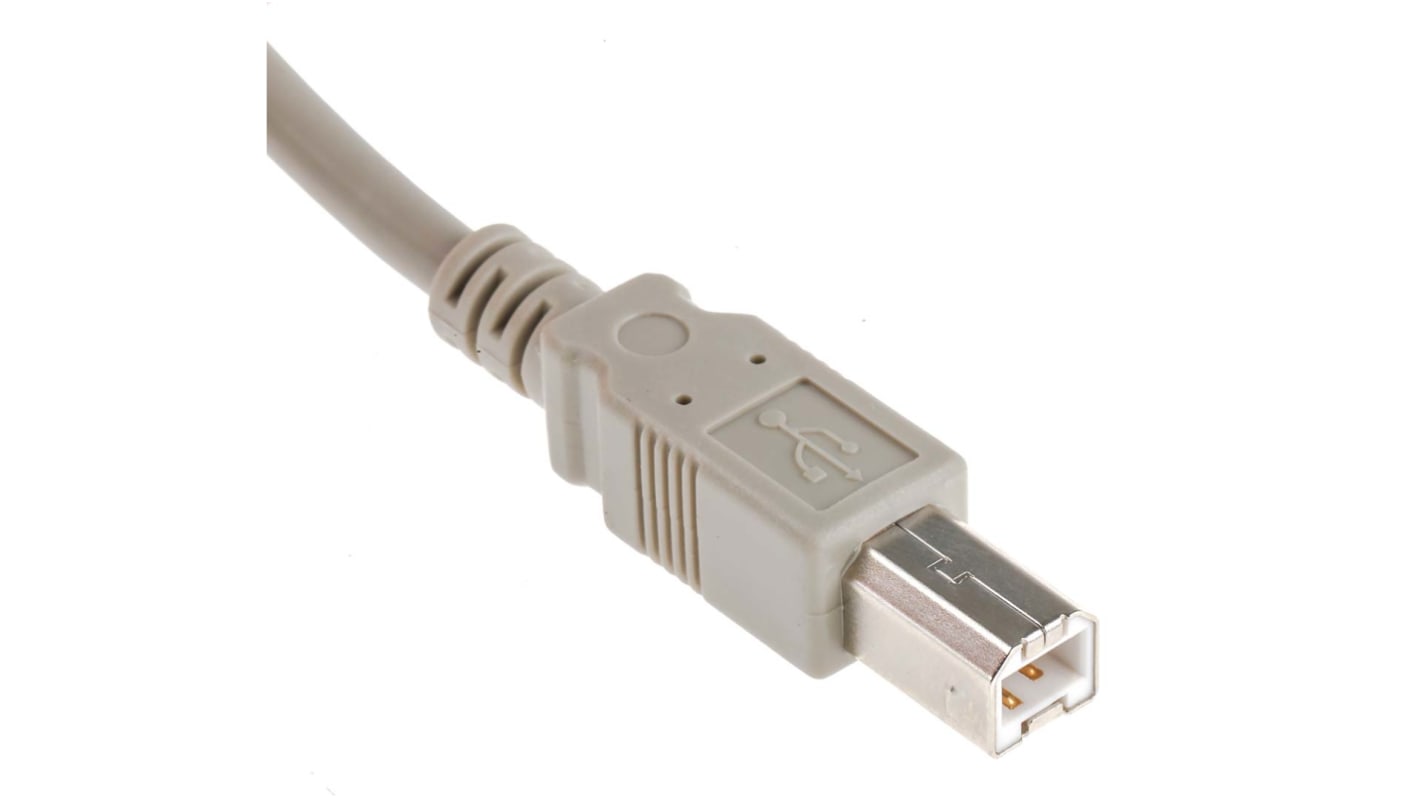 Cable USB 2.0 RS PRO, con A. USB A Macho, con B. USB B Macho, long. 1m, color Gris