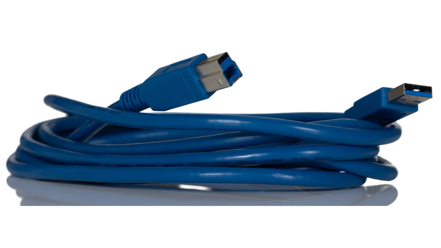 RS PRO USB 3.0 Cable, Male USB A to Male USB B Cable, 3m