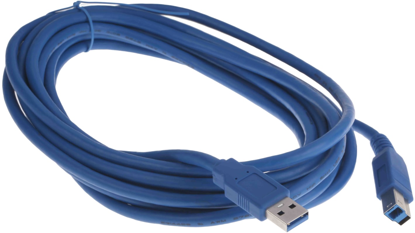 Câble USB RS PRO USB A vers USB B, 5m, Bleu