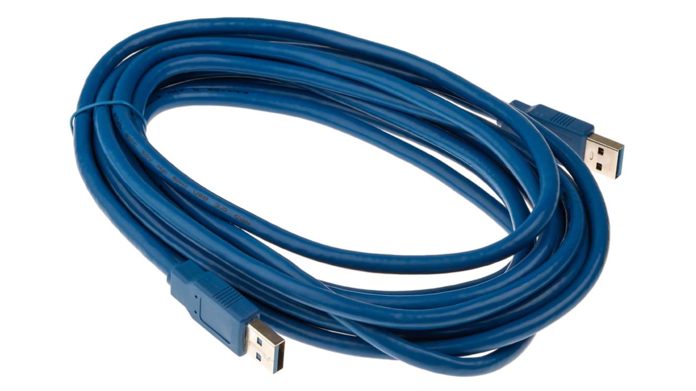 Cable USB 3.0 RS PRO, con A. USB A Macho, con B. USB A Macho, long. 5m, color Azul