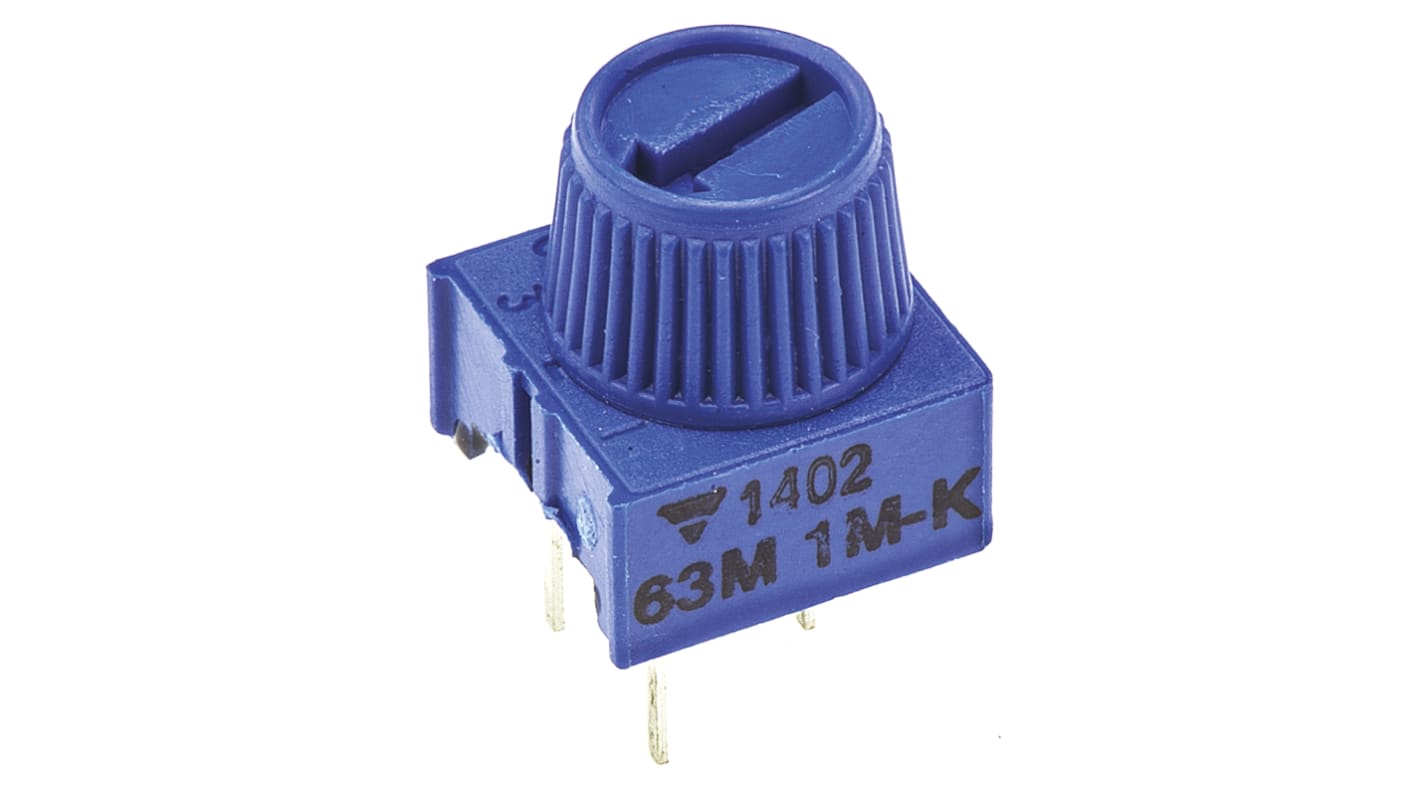 Vishay 63M 1-Gang THT Trimmer-Potentiometer, Einstellung von oben, 1MΩ, ±10%, 0.5W, Pin, L. 9.52mm