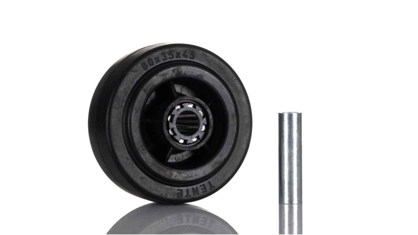 Tente Black Rubber Non-Marking Trolley Wheel, 70kg