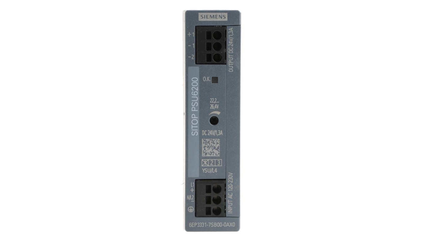 Siemens SITOP PSU6200 -Phasen Switch-Mode DIN-Schienen Netzteil 31.2W, 120 → 230 V ac / 120 → 240V dc,