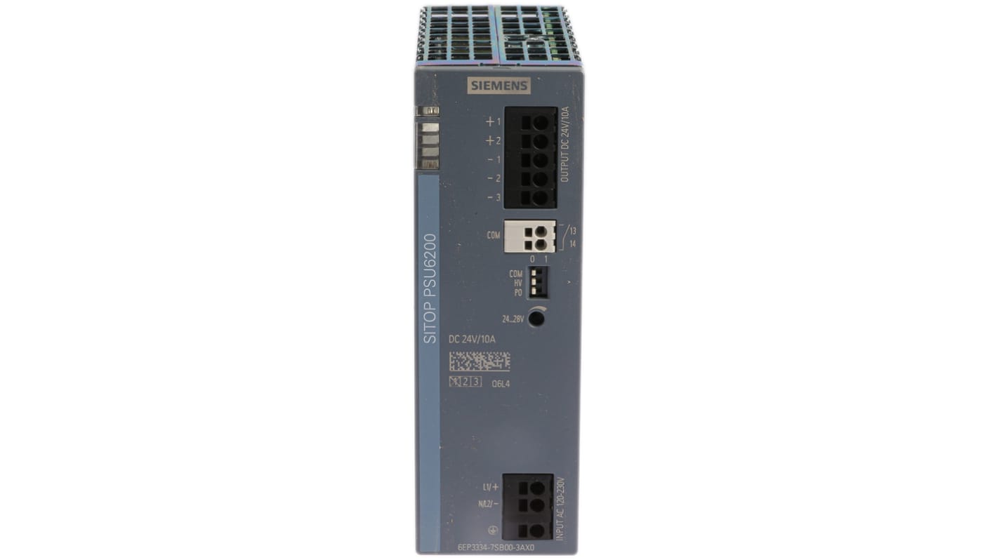 Siemens DIN-sín tápellátás, BE: 120 → 230 V ac / 120 → 240V dc, 1 kimenet, 24V dc, 10A, 240W