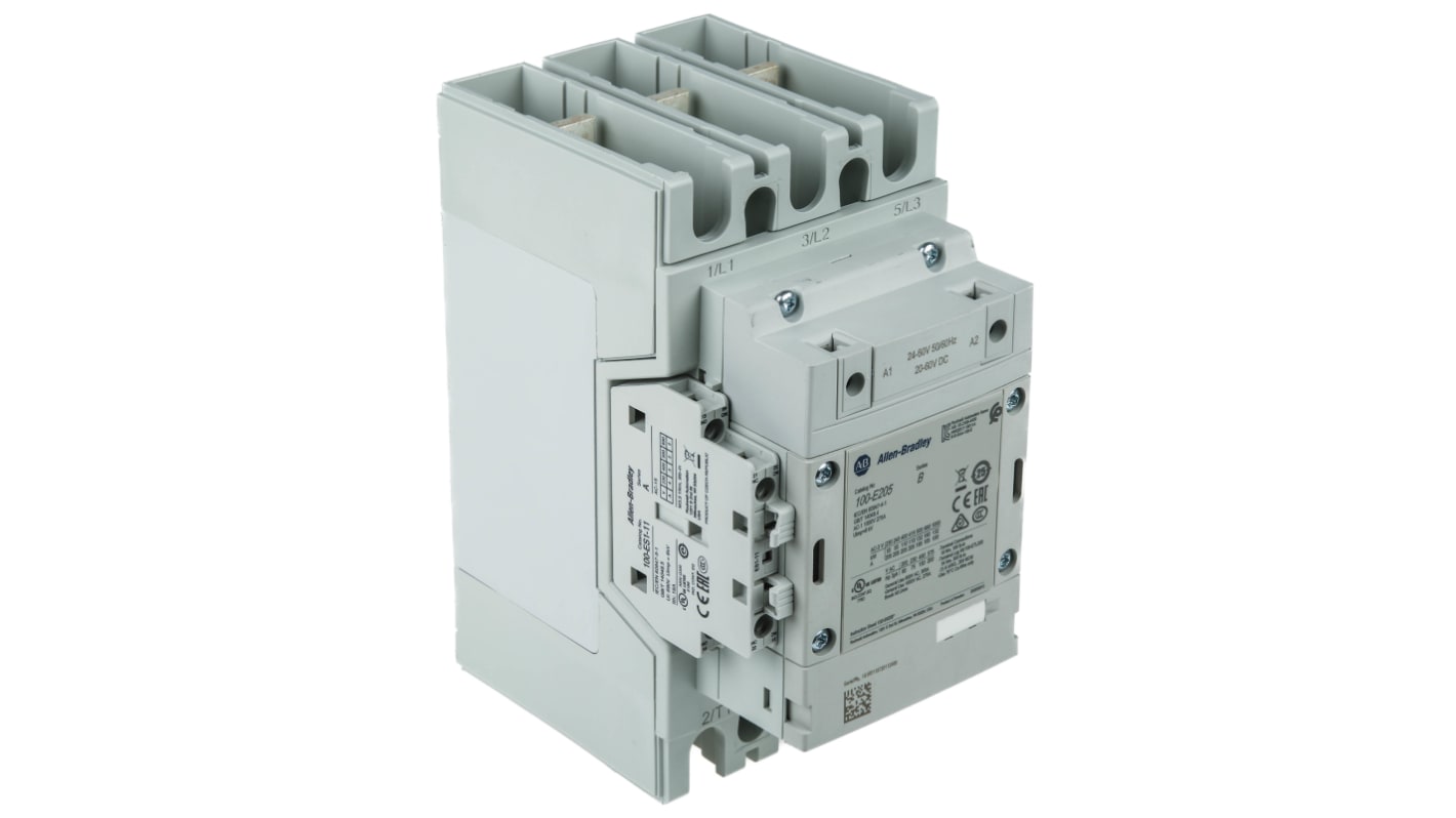 Contacteur Allen Bradley série 100-E, 3 pôles , 1 NO + 1 NF, 205 A, 24→ 60 V cc, 110 kW