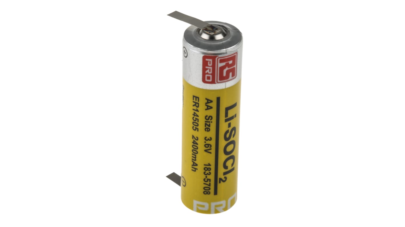 RS PRO AA Batterie, Lithium Thionylchlorid, 3.6V / 2.4Ah, mit Lötfahne