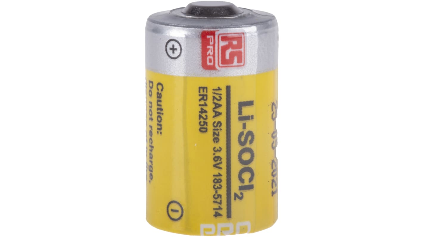RS PRO 1/2 AA Batterie, 3.6V / 1.2Ah Li-Thionylchlorid, Standard 14.5 Dia. x 25.5mm